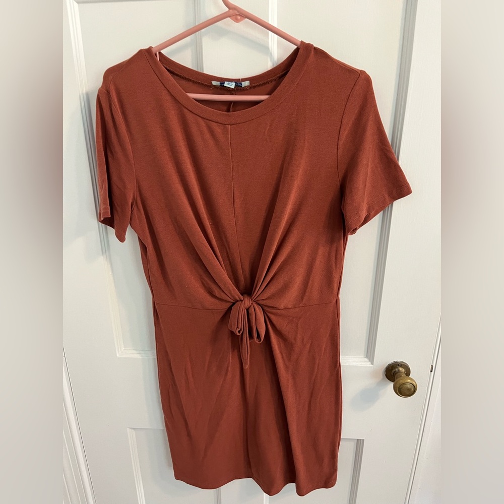 She + Sky Terracotta Tie-Front Dress